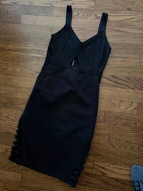 Black Sleeveless Bandage Dress - Elegant Bodycon